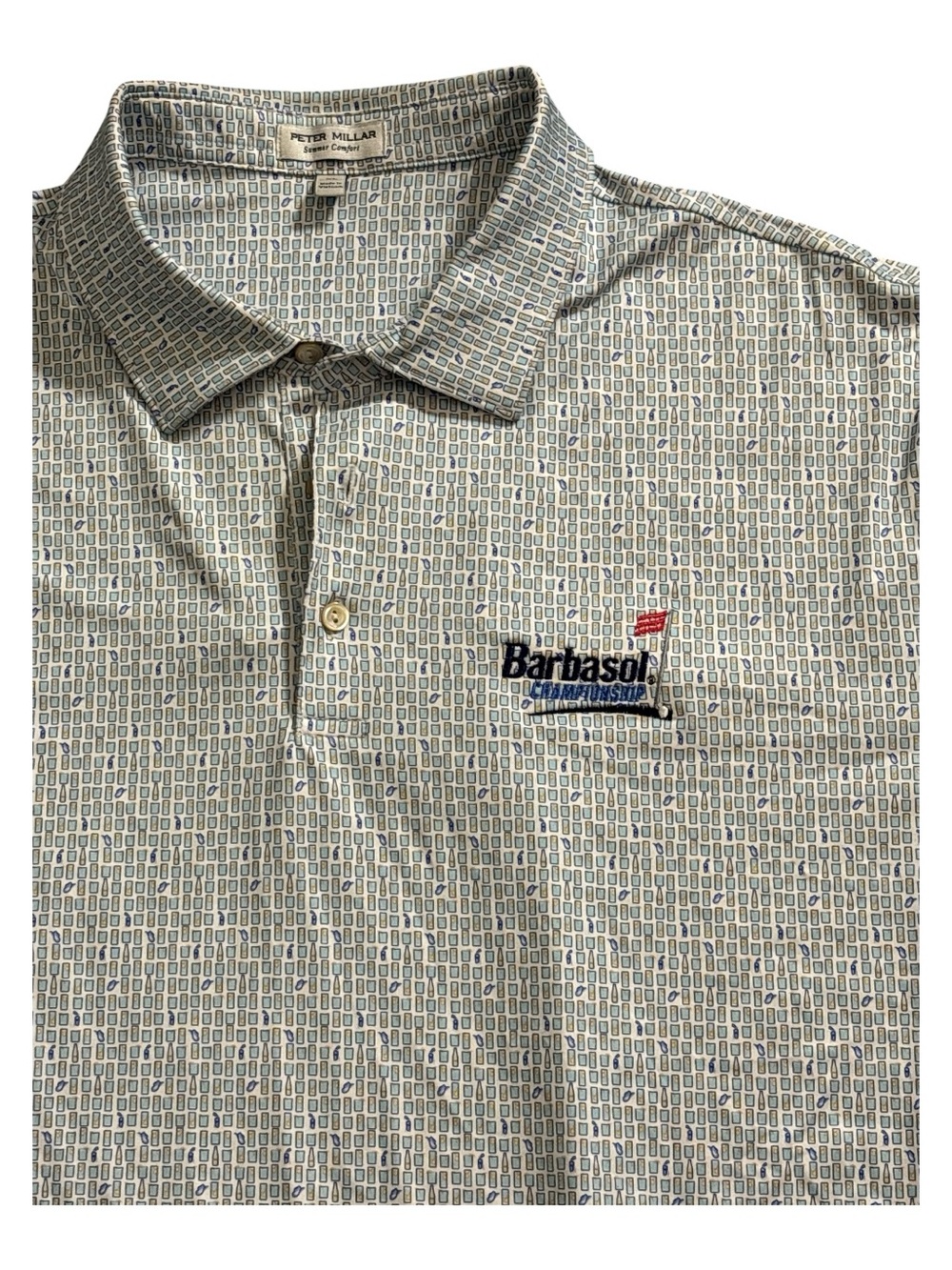 Peter Millar Summer Comfort AOP Performance Polo Golf Shirt Beer Cocktail XL